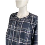 Loft  Outlet Womens Long Sleeve Dress Shirt‎ Large Petite Plaid Multicolor V-neck Photo 1