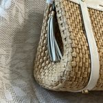 Spartina 449 Bamboo Moon Savannah Satchel Woven White Leather Handbag Photo 2