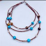 Artisan  made multiple layer choker necklace. Howlite tiger eye  crystal Photo 0