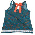 Lily Star  beautiful vibrant teal & orange wrap back tank top w/ orange ties Photo 6