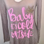 Pink Foot  Baby it’s Cold Outside Lightweight Long Sleeve Shirt Snowflake Photo 1