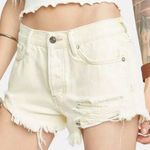 We The Free Free People SZ 28 Loving Good Vibrations Jean Shorts Button-Fly Hi-Rise Yellow Photo 0