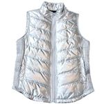 City Streets NWT  Silver Puffer Vest Full Zip Metallic Women’s Small Pockets Photo 0
