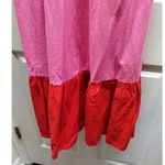 Tabitha Brown for Target Size Small Pink Red Color Block Linen Blend Tank Dress Photo 3