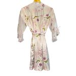 Private Luxuries Vintage Satin Robe Women Sm Floral Tulip Sleeve Pink Watercolor Photo 4