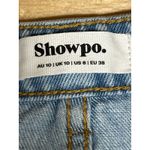 Showpo Blue Light Wash Frayed Raw Hem Mini Cutoff Denim Jeans Pencil Skirt Sz 6 Photo 3