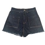 ZARA High Waisted Hip Pocket Frayed Hem Denim Cutoff Jean Shorts Size 6 Photo 1