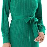 Grace Karin  sweater dress tie front NWT size 2XL textured green long sleeve knit Photo 2