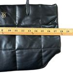 Victoria's Secret Puffer Duffle Tote Faux Leather Black Weekender Bag‎ Quilted Photo 5