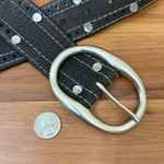 Lucky Brand  Black Crackle Leather Solid Brass Buckle Studded Unisex Belt Size 28 Photo 7