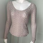 Free People Size Small Tie Back Sweater Ivory Pointelle Bow Photo 0