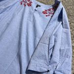 Lane Bryant  26 v neck blouse embroidered floral long split sleeves 100% cotton Photo 6