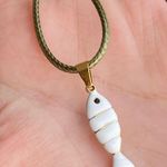 Handmade white & gold stainless/enamel fish boho funky simple necklace🌀🐟💙 Photo 0