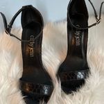 Cathy Jean Black Snakeskin Heels Photo 1