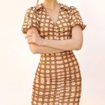 Storia 🆕🌼NWT Women’s  Body Con Ruched Retro Flower Print Dress Size M Photo 3