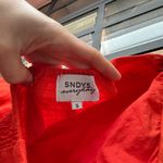 SNDYS serena linen midi dress slit tangerine strapless maxi bodycon wedding Orange Photo 3