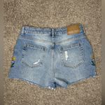 ZARA Floral Embroidered Distressed Ripped Denim Shorts Photo 6