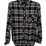 Rails  Women Hunter Shirt‎ XS Black Plaid Flannel Button Long Sleeve Soft Rayon Photo 0