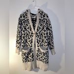 UGG  Judith Sweater-Knit Leopard Print Hooded Cardigan in Black and White Photo 1