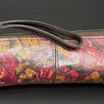 Patricia Nash Vintage Floral Brocade Brown Red Barrel Makeup Cosmetic Bag Photo 0