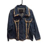 Ashley Stewart Plus size 18W Women's Blue Cotton Tan Fringe Denim Jacket Photo 0