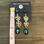 Saks 5th Avenue Saks Fifth Avenue Green Gemstone Water Drop Dangling Pierced Earrings New Photo 1