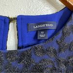 Lands' End Lands’ End Blue with Black Lace Overlay Sheath Dress Size 12 Photo 4