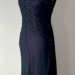 Vintage Beaded Prom Dress Black Size 8P Photo 3