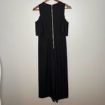 Karl Lagerfeld  black cold shoulder cropped jumpsuit exposed gold zipper size 2 Photo 4
