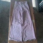 ZARA  Womens Y2K Wide Leg Jeans Pastel Pink High rise Flare Boho Raw Hem Photo 2