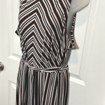 Du Jour Striped Maxi Dress Jumpsuit Black Pink White XL Sleeveless Belted Photo 0
