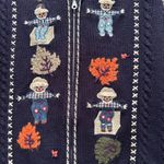 Northern Reflections Vintage  Navy Blue Fall Embroidered Scarecrow Vest Photo 2