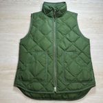 J. Crew Women's Quilted Puffer Vest Green Olive Sleeveless Full Zip Small S Photo 3