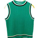 BP Nordstrom Green White Black Stripe Cable Knit Sleeveless Sweater Vest Top Photo 0