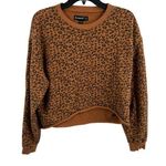 BLANK NYC Animal Print Oversized Cropped Sweatshirt Cotton Size Medium Photo 0