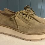 Chelsea and Violet  IRENA Size 9.5 Tan Suede W/ Gold Lace Up Platform Oxfords Photo 4