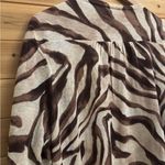 Chicos Travelers Sz 4/XXL Cotton Linen Blend Zebra Open Front Waterfall Caedigan Brown Photo 7