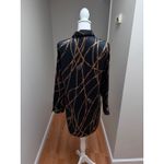 ZARA  TRF Tunic Top Womens M Black Chain Print Longline Button Front Modern Chic Photo 3