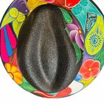 HAT MEXICAN Artisanal Hand Painted Fedora Floral Sombrero Panama Bohemian Black Photo 6