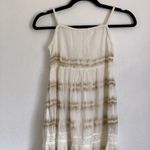 Aerie NWT  Sz XS Beachy Tiered Maxi Dress Tan Ivory Coastal Boho Vacation Lace Photo 4