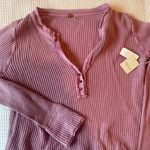Free People NWT Waffle Knit Henley Photo 2