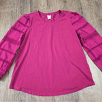 Chico's  Magenta Dark Pink Lace Trim Sleeves Blouse Size 2 - Large Photo 0