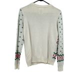 IML Size Small Christmas Sweater‎ White Reindeer Knit Pullover Holidays Santa Photo 1