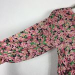 ZARA NWT  Printed Floral Draped Tie Ruched Mini Dress Pink Green Black Small Photo 10