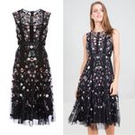 Needle & Thread  • Floral Ombré Embellished Tulle Midi Dress black beaded Photo 1
