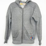 Aviator Nation  Womens Lounge Gray Heathered Zip Up Hoodie Rainbow Logo XS Photo 0