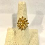 Artisan Faceted Golden Citrine Sterling Silver Flower Shaped Ring Sz 7 Photo 10