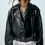 ZARA jacket biker faux leather cropped coat Photo 3