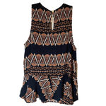 Melrose and Market  boho peplum tank w/tribal print, crochet details & chest cutout Photo 1