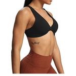 Black Racerback Sports Bra with Twist V Photo 1